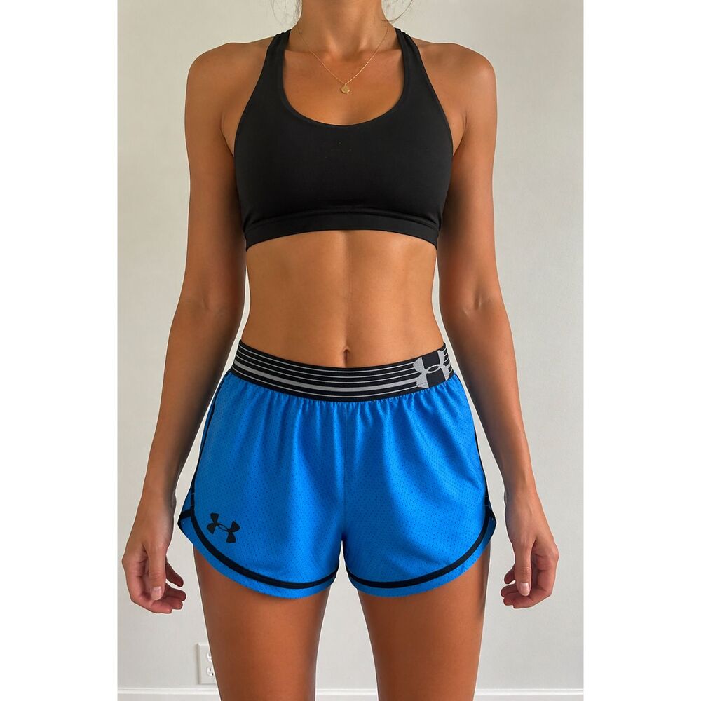 Under Armour Tough Mudder Mesh Running Shorts Blue Womens Small Lined